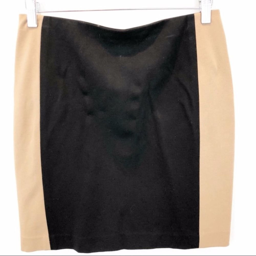 Ann Taylor Black and Tan Colorblock Pencil Skirt
